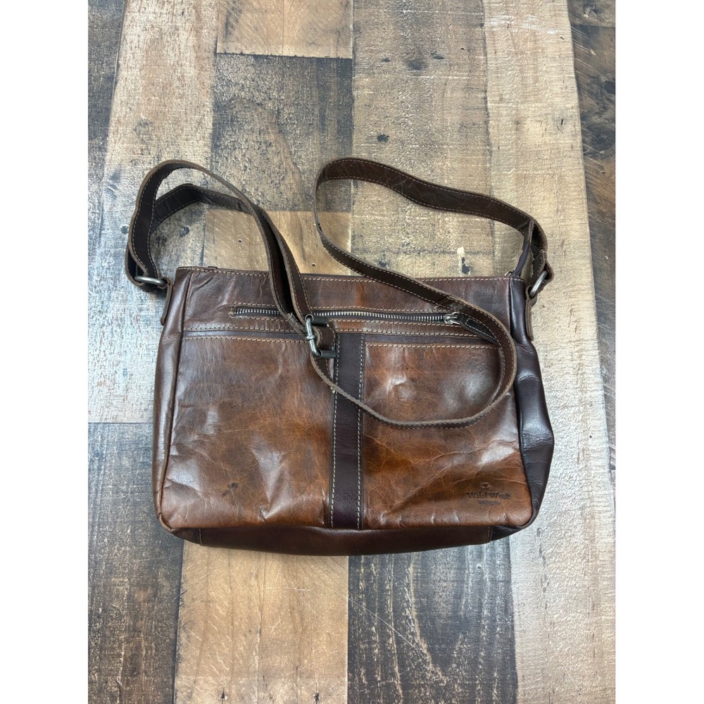 Wild West Los Angeles Leather Crossbody Bag Brown Medium Pre-owned Messenger